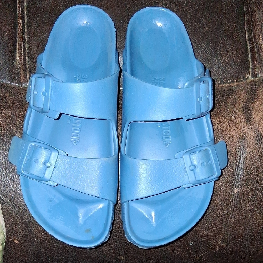 Birkenstock Blue Sandals Adjustable Straps Contoured Footbed